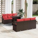 vidaXL Set de canapele pentru grădină cu pernă 7 pcs Maro Poli Rattan 3356947
