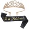 Set 2 Piese pentru Majorat, Cyrax, 15 x 13 x 5 cm, Coronita Printesa Gold si Panglica 18&amp;Fabulous, Negru