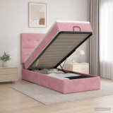 Cumpara ieftin Pat Ottoman cu Saltea si LED Roz 100 x 200 cm Catifea