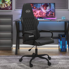 vidaXL Scaun de gaming de masaj, negru, piele ecologică