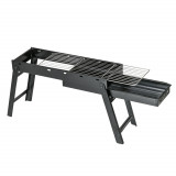 Outsunny Gratar Portabil pe Cărbuni cu Tavă Extensibilă, Gratar pe Cărbuni cu Picioare Pliabile din Metal Galvanizat, 74x20x38 cm, Negru