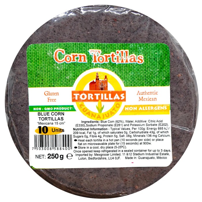 Tortile lipii de porumb albastru 15 cm -10 bucati (250g)