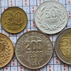 Set 5 monede Columbia 20, 50, 100, 200, 500 Peso 2004 - 2008 UNC - A024