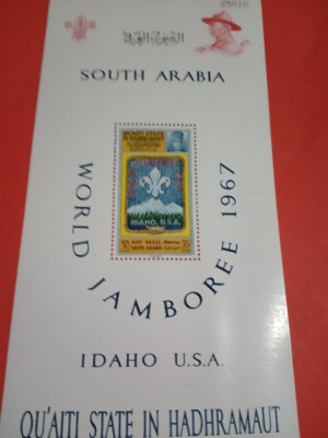 QU&amp;#039;AITI STATE IN HADHRAMAUT, WORLD JAMBOREE 1967 - COLIȚĂ MNH foto