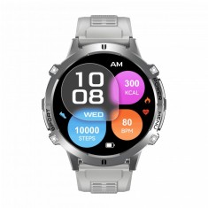 Smartwatch iSEN X3, Silicon Gri, AMOLED 1.73 , Ritm cardiac, SpO2, Stres, 100+ moduri sport, Bluetooth, 1000 mAh, Android 9.0 sau iOS 9.0 sau versiuni