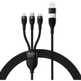 Cablu alimentare si date Baseus Flash Series 2 One-for-three Retractable,pt smartph,USB+USB Type-C la Micro-USB+Lightning+USB Type-C 100W,1.2m,negru