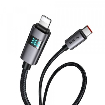 Cablu Date si Incarcare USB-C - Lightning McDodo CA-6570 Display, 36W, 1.2m, Negru foto