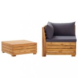 vidaXL Set mobilier grădină cu perne, 2 piese, lemn masiv de acacia