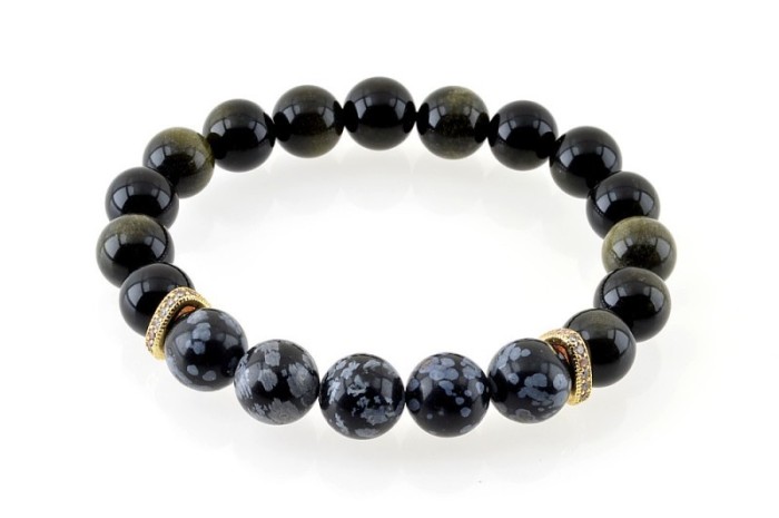 Bratara Power e-crystals - sfere 10mm - Obsidian si Zircon Bratara Power e-crystals - sfere 10mm - Obsidian si Zircon