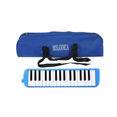 Muzicuta Melodica 32 Clape, Flippy, din ABS, pentru Incepatori, 45 x 13 x 7 cm, Include Husa si Suflator, Albastru foto
