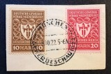 Germania / Weimar (1922) "Expoziția Industrială M&uuml;nchen 1922" (10 Mark &amp; 20 Mark) cu Ștampilă Specială "M&uuml;nchen Werbeschau 10.10.1922" (USED) CLK1
