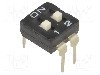 Intrerupator DIP, 2 pozitii, montare THT, 2 sectiuni, DIPTRONICS - NDI-02H-V