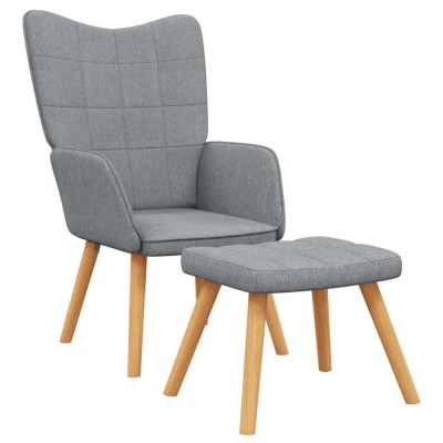 vidaXL Scaun de relaxare cu taburet, gri deschis, 62x68,5x96 cm textil foto