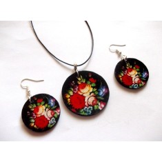 set lemn cu motiv floral 41646