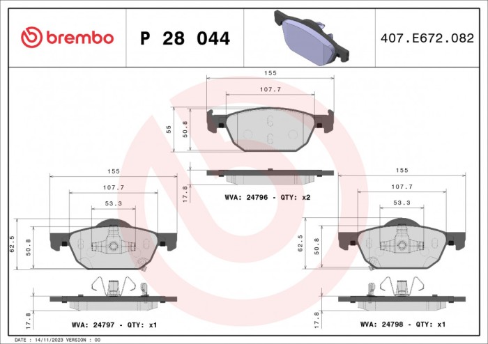 BREMBO P 28 044 PRIME LINE set placute frana,frana disc