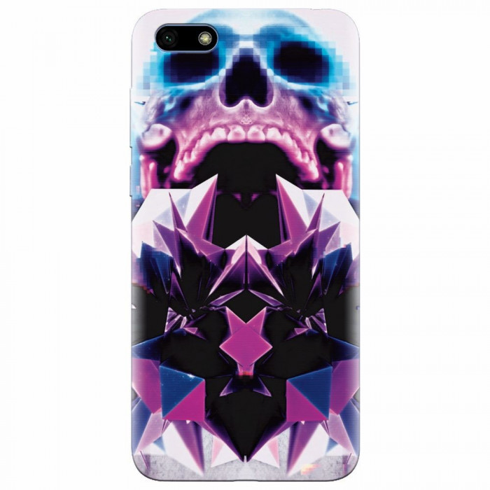 Husa silicon pentru Huawei Y5 Prime 2018, Abstract Framed Skull