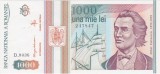 Bancnotă Rom&acirc;nia 1000 lei 1993 Mihai Eminescu, seria D.0036 247847