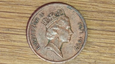 Fiji - moneda de colectie exotica - 1 cent 1987 serie bianuala mai rara - Elisabeta - superba! foto