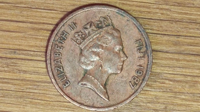 Fiji - moneda de colectie exotica - 1 cent 1987 serie bianuala mai rara - Elisabeta - superba!