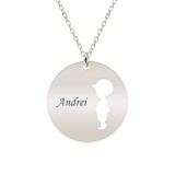 Colier cu nume si silueta de baietel - argint 925