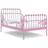 Cumpara ieftin Cadru de pat extensibil, roz, metal, 80x130/200 cm