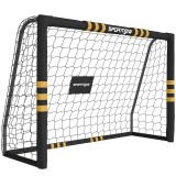 SPORTNOW Poartă de fotbal cu protecție din spumă, 5 țăruși de sol și plasă PE, 180x60x120cm, Galben | Aosom Romania