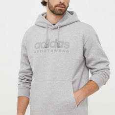 adidas bluză bărbați, culoarea gri, cu glugă, cu imprimeu IW1205