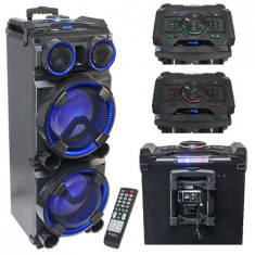 BOXA PORTABILA 2X12 inch/30CM ILUMINATA 300W USB/SD/BT/FM/AUX Electronic Technology foto