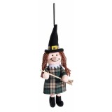 Cumpara ieftin Figurina Halloween Vrajitoare Befana cu saculet textil multicolor cm10x7x31H