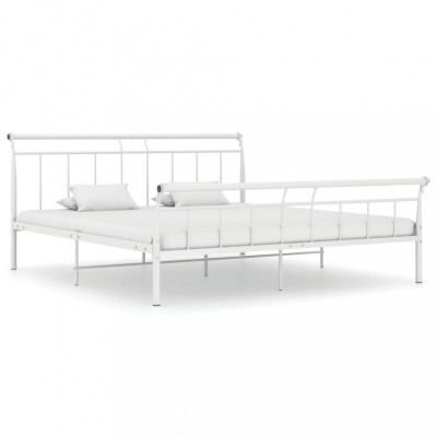Cadru de pat, alb, 200x200 cm, metal GartenMobel Dekor foto