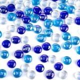 Set pietre decorative Hakacc, 100 bucati, sticla, albastru/transparent, 15-20 mm
