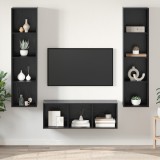 vidaXL Set dulap TV cu raft Pe perete 3 pcs Stejar negru 37 x 37 x 142.5 cm