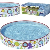Piscina Copii Bestway Expandabila 152cm x 25cm, Motive Marine, Vinil &amp; PVC, Rezistenta UV + Patch Reparatie Inclus
