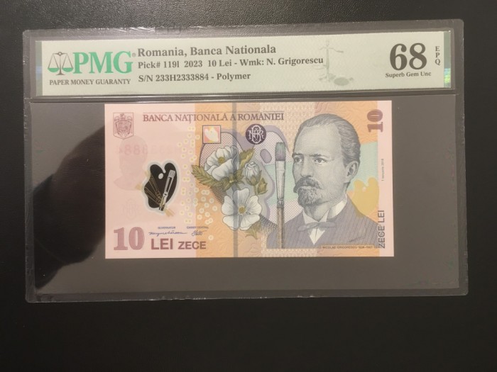 Romania 10 lei 2023 pick 119l grad 68 pmg