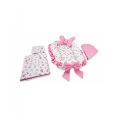 Set 5 piese Baby Nest Premium din Bumbac, model fundita roz