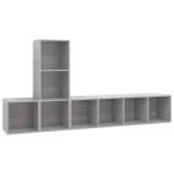 Cumpara ieftin Set de dulapuri TV, 3 piese, gri beton, lemn prelucrat