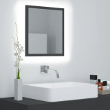 Oglindă de baie cu LED, gri, 40x8,5x37 cm, acril, vidaXL