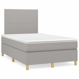Gossi pat cu arcuri, saltea si led, gri deschis, 120x190 cm, textil