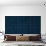 VidaXL Panouri de perete 12 buc. albastru 30x15 cm catifea 0,54 m&sup2;