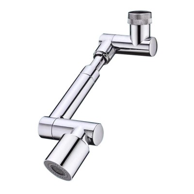 Adaptor robinet universal, functie economizor, extensibil si rotativ 1440 grade pivotant in orice directie, doua moduri dus si bule, cromat, Argintiu foto