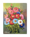 Cumpara ieftin Tablou pictat manual hol, dormitor, living, Buchet floral, parfum de sarbatoare, 40x30cm ulei pe panza
