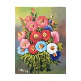 Tablou pictat manual hol, dormitor, living, Buchet floral, parfum de sarbatoare, 40x30cm ulei pe panza, gata de agatat pe perete