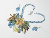 Set albastru bijuterii In Valurile Marii, cu scoici, stea de mare handmade unicat