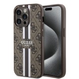 Husa originala Guess iPhone 15 Pro Hardcase 4G Printed Stripes MagSafe, maro, GUHMP15LP4RPSW