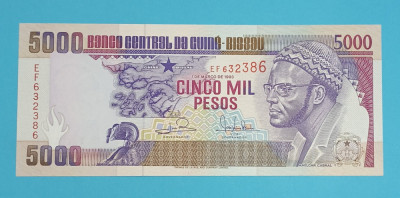 Guineea Bissau 5.000 Pesos 1993 &amp;#039;Abel Djassi&amp;#039; UNC serie: EF 632386 foto
