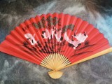 Evantai mare perete Feng Shui rosu, cocori 90 cm x 160 cm