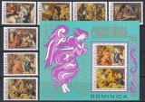 Dominica 1973 - Crăciun - Picturi de Rubens, D&uuml;rer, Botticelli, Brueghel, Giorgione, s.a., Serie + Colita, MNH