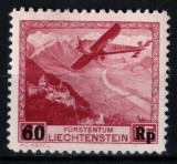 Liechtenstein 1935, Mi #148**, supratipar, Aviatie, avion, peisaj, MHN, cota 170,- &euro;!