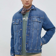 Pepe Jeans geaca jeans Young Bandana barbati, culoarea albastru marin, de tranzitie