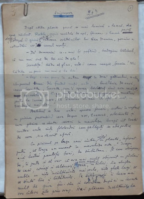Aniversara; Povestire; Manuscris Romulus Vulpescu, 19 foi, semnat, 1987 foto